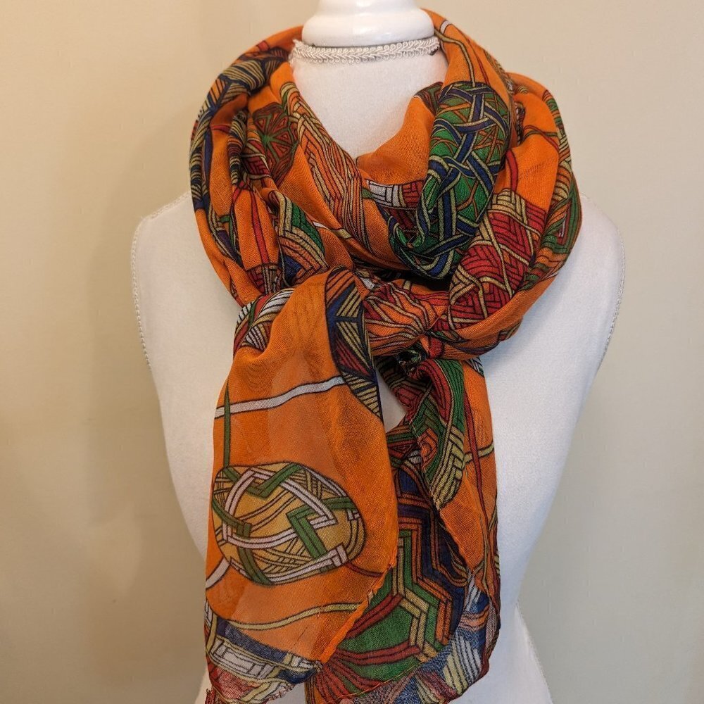 Temari Balls Scarf orange yellow green blue black white red